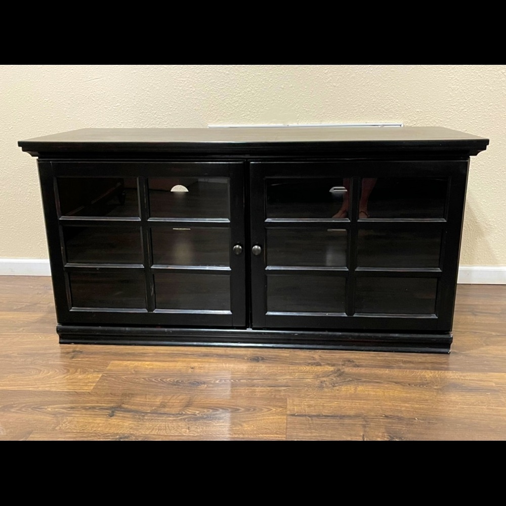 transitional black tv stand with drawers 56X22 in